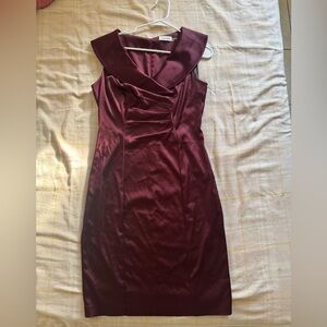 Calvin Klein Red Asymmetrical Sheath Dress Cocktail